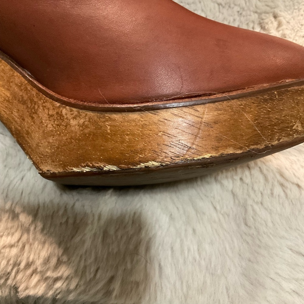 Women’s Brown Leather Platform Ankle Boots - Picture 9 of 16